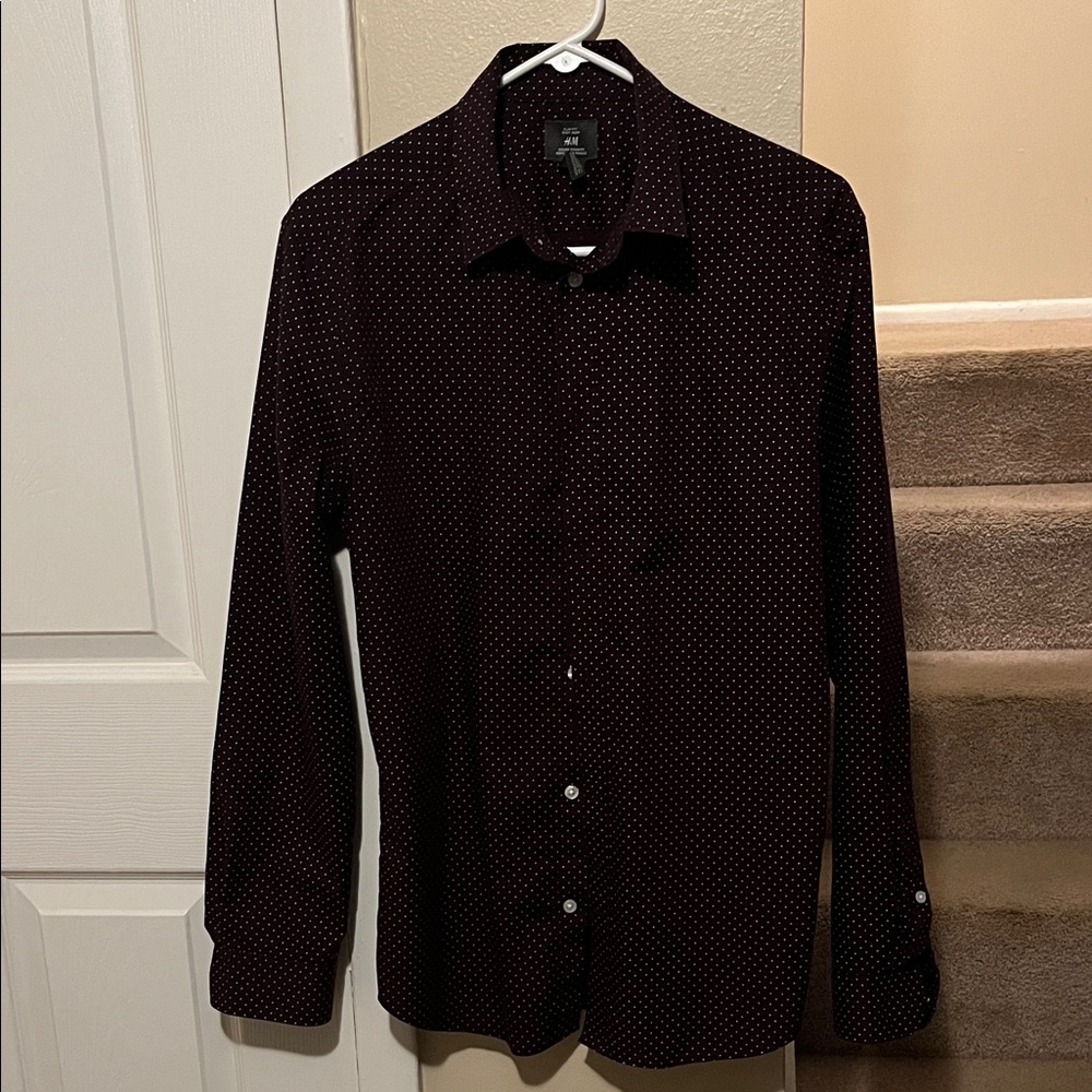 Men's Maroon Patterned Shirt